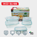 pyrex rectangle glass food container set with silica gel lid